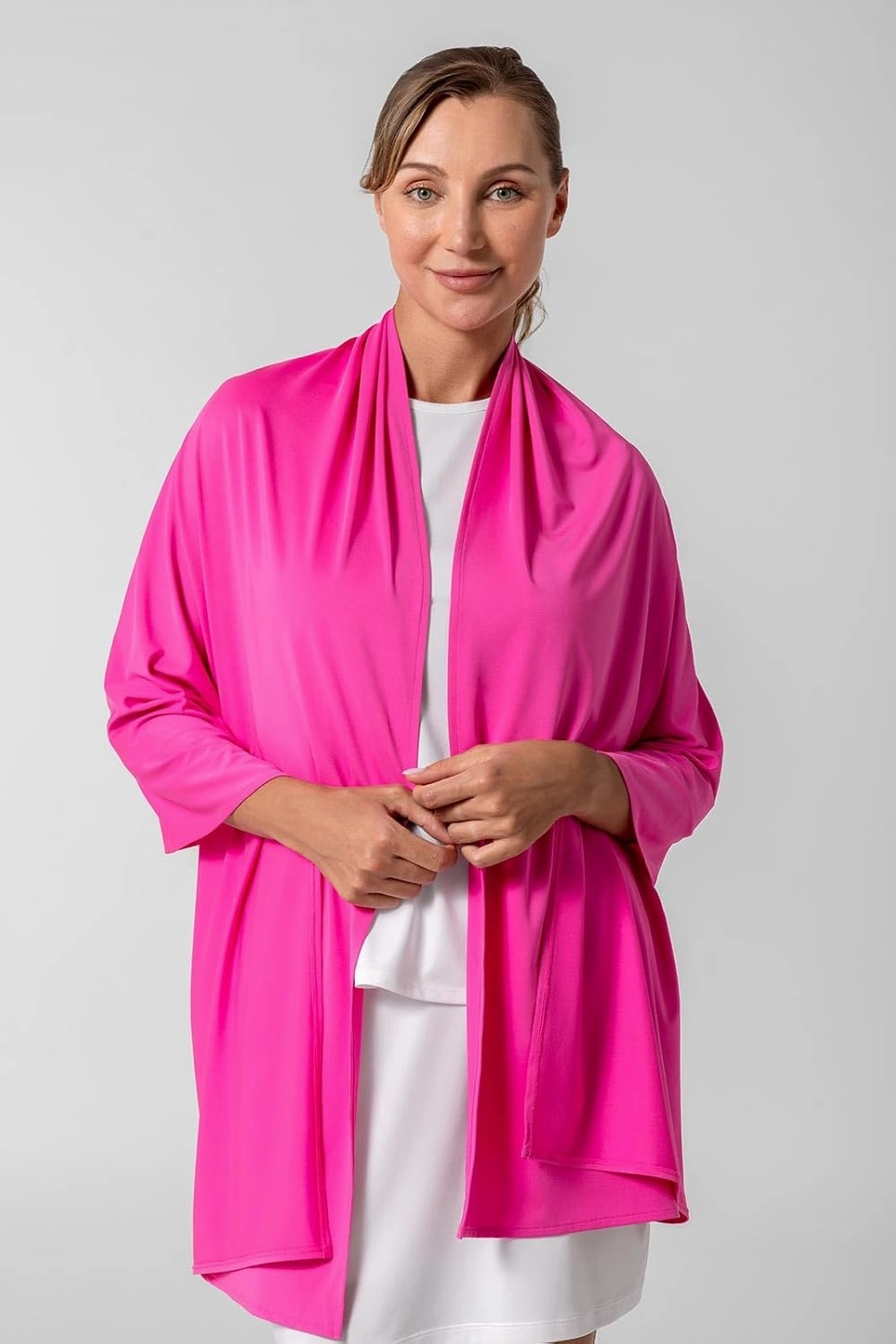Coolibar UPF 50  Women's Bhakti Sun Shawl, Sleek Grey, One Size, Solid - Sun Protective