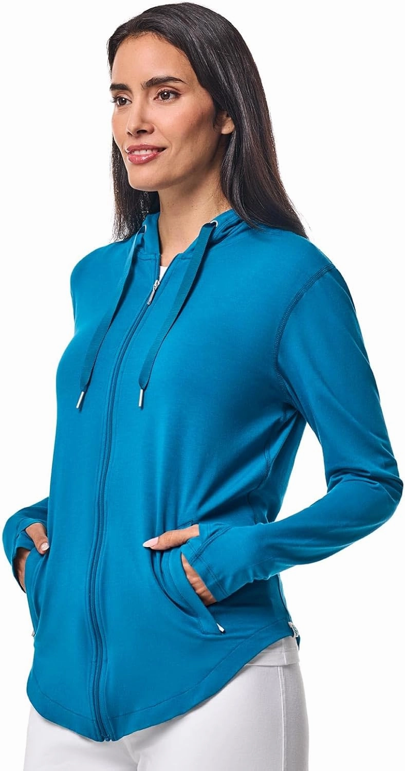 Coolibar UPF 50  Women's LumaLeo Zip-Up Hoodie - Sun Protective