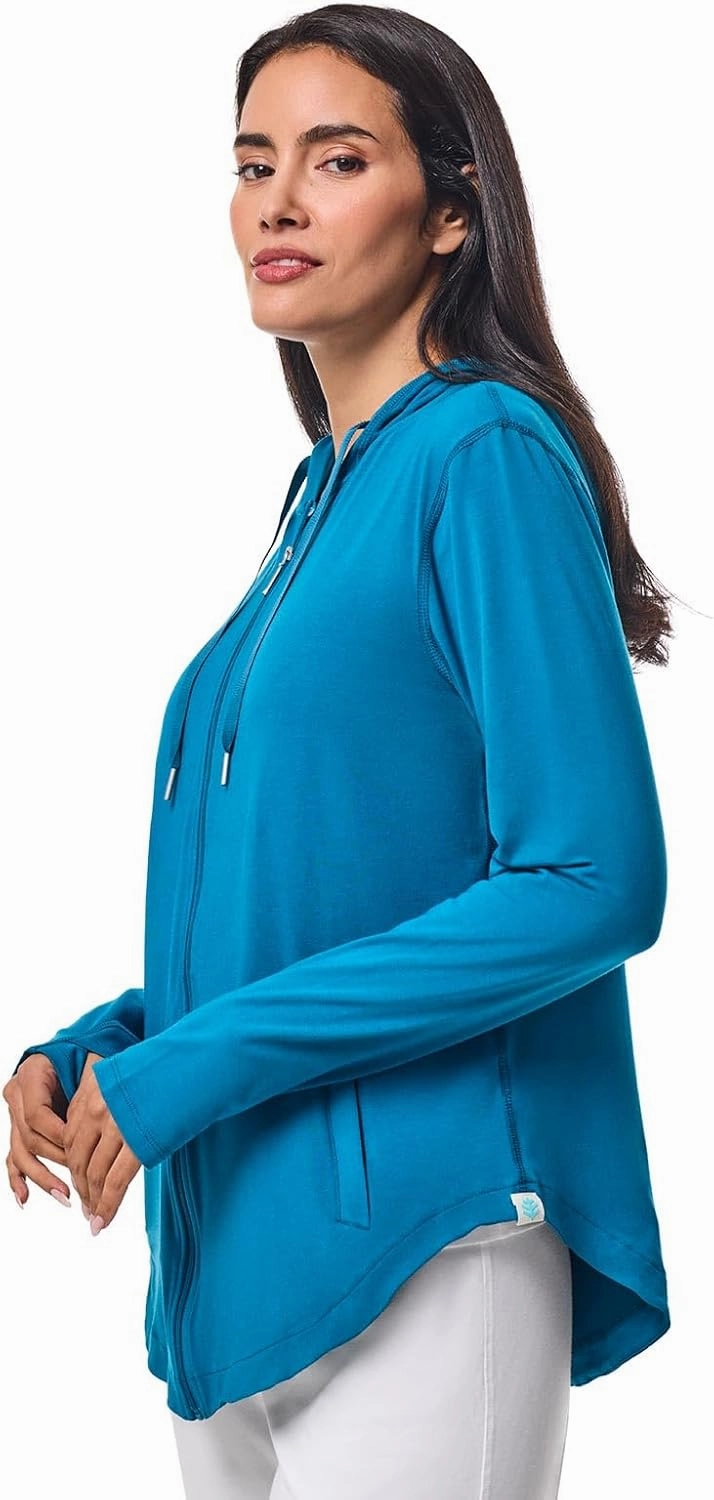 Coolibar UPF 50  Women's LumaLeo Zip-Up Hoodie - Sun Protective