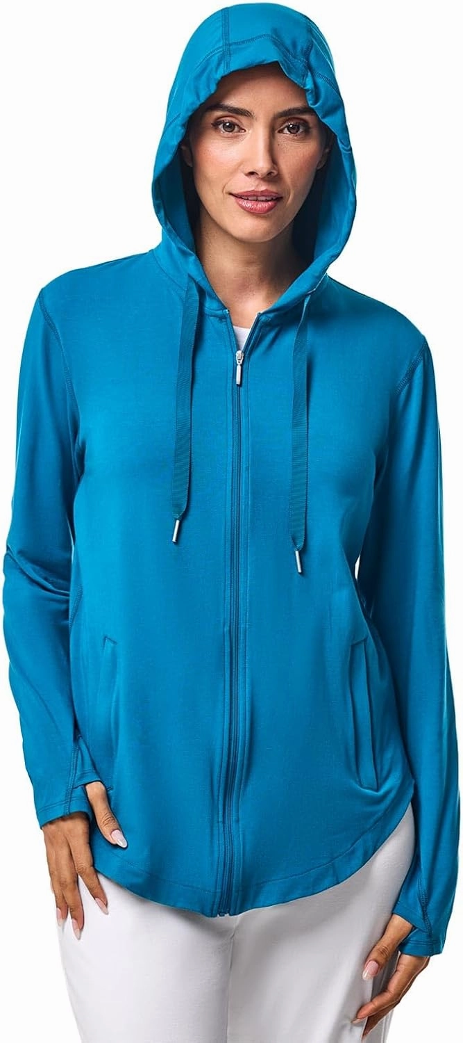 Coolibar UPF 50  Women's LumaLeo Zip-Up Hoodie - Sun Protective
