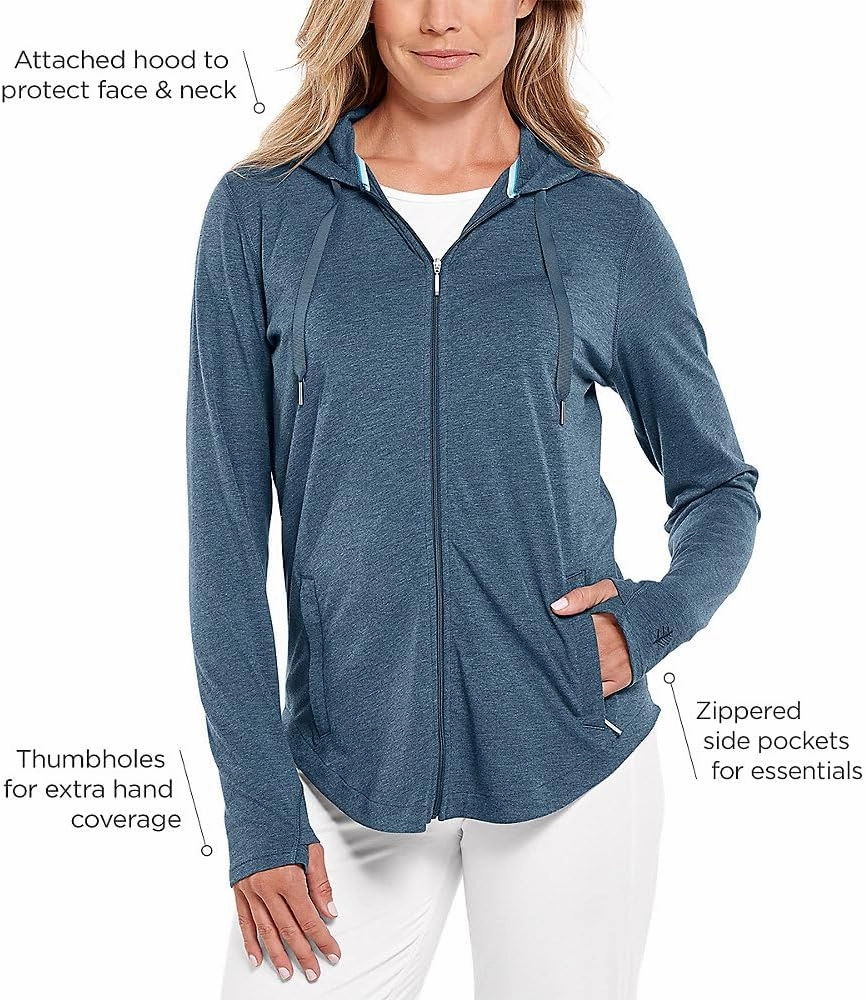 Coolibar UPF 50  Women's LumaLeo Zip-Up Hoodie - Sun Protective