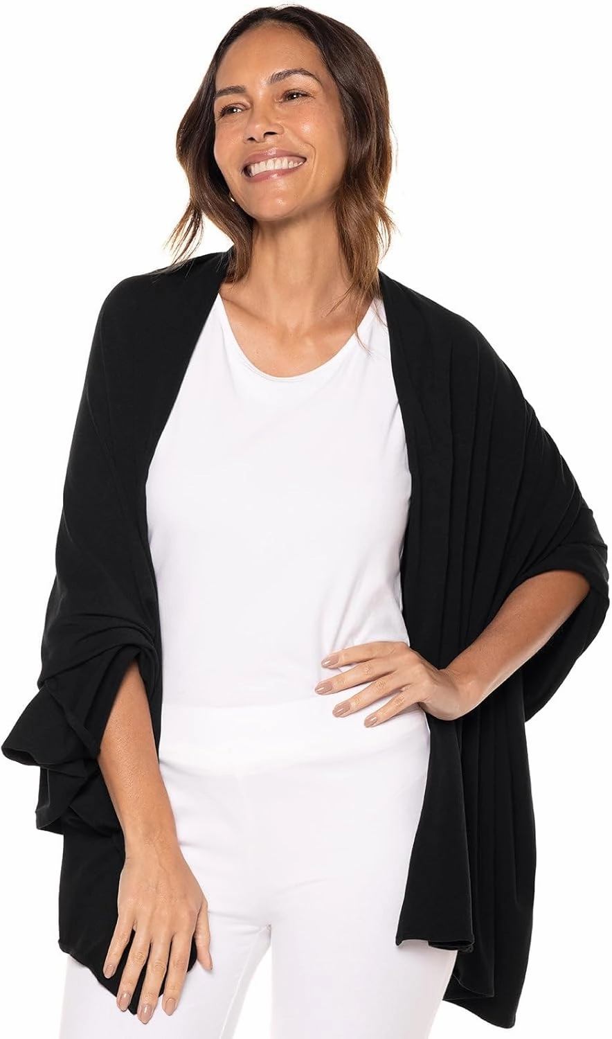 Coolibar UPF 50  Women's Sanibel Everyday Beach Shawl, Tulip Pink, OS, Solid - Sun Protective