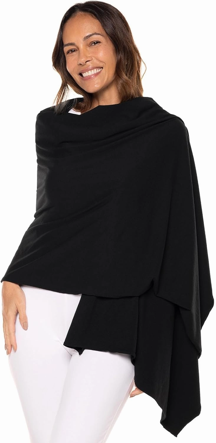 Coolibar UPF 50  Women's Sanibel Everyday Beach Shawl, Tulip Pink, OS, Solid - Sun Protective