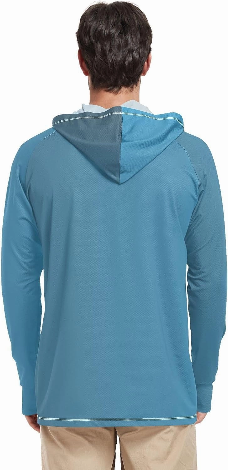 Cooling Mens Sun Shirts UV Protection Long Sleeve, Long Sleeves Light Jackets for Men, Pink Blue Gradient S