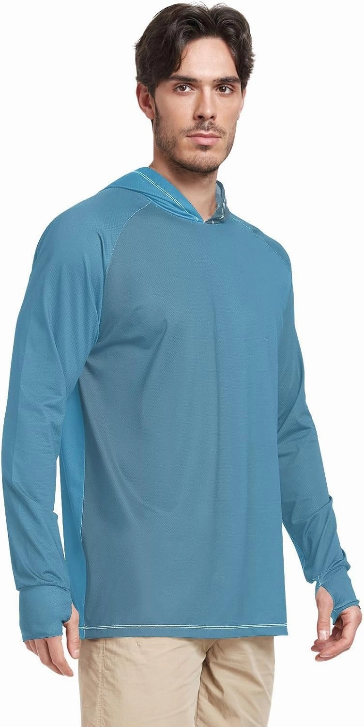 Cooling Mens Sun Shirts UV Protection Long Sleeve, Long Sleeves Light Jackets for Men, Pink Blue Gradient S