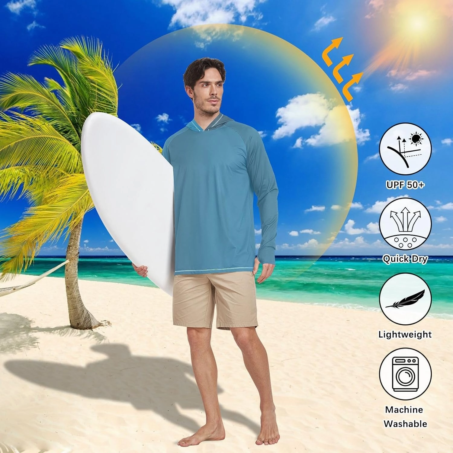 Cooling Mens Sun Shirts UV Protection Long Sleeve, Long Sleeves Light Jackets for Men, Pink Blue Gradient S