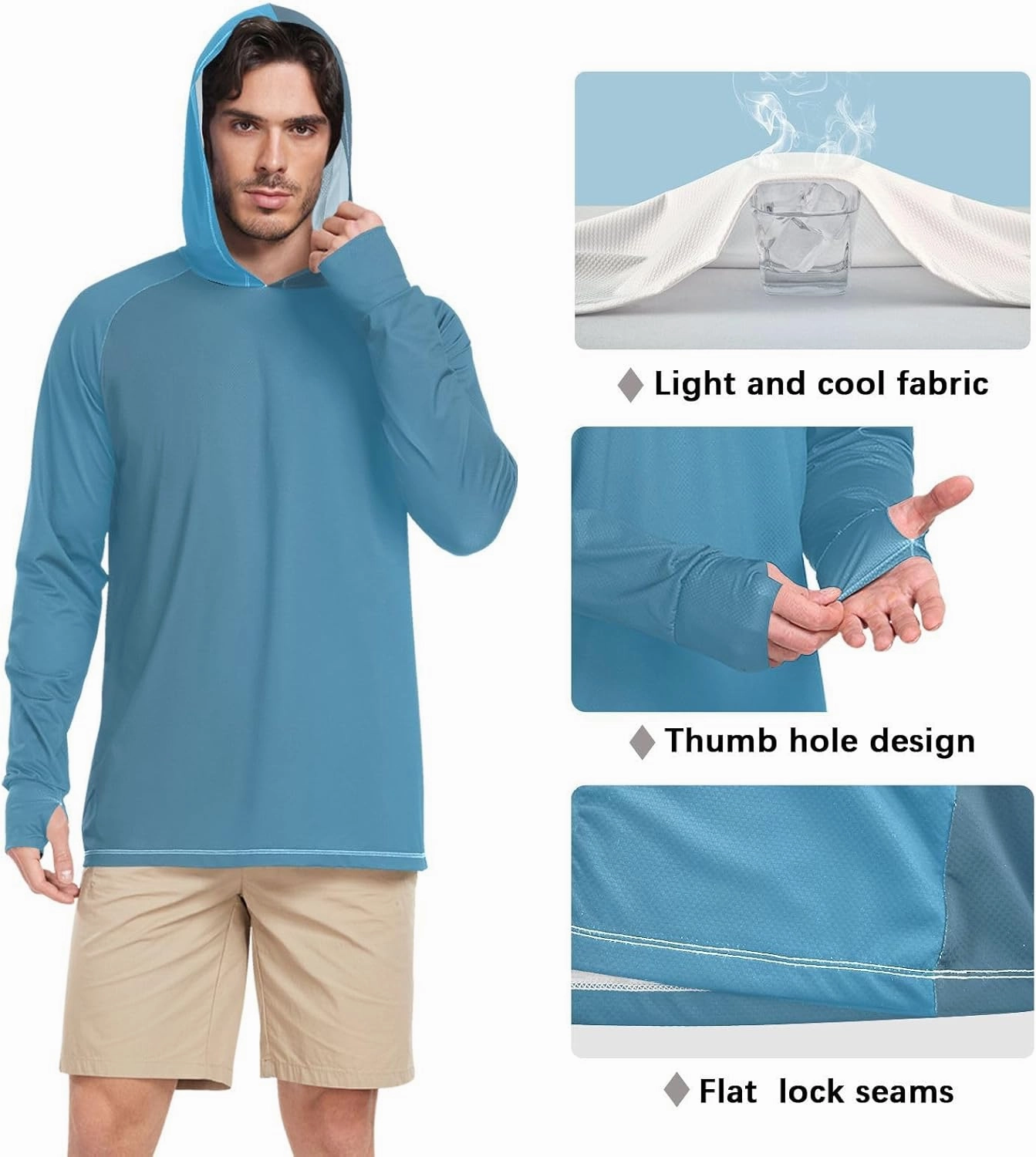 Cooling Mens Sun Shirts UV Protection Long Sleeve, Long Sleeves Light Jackets for Men, Pink Blue Gradient S