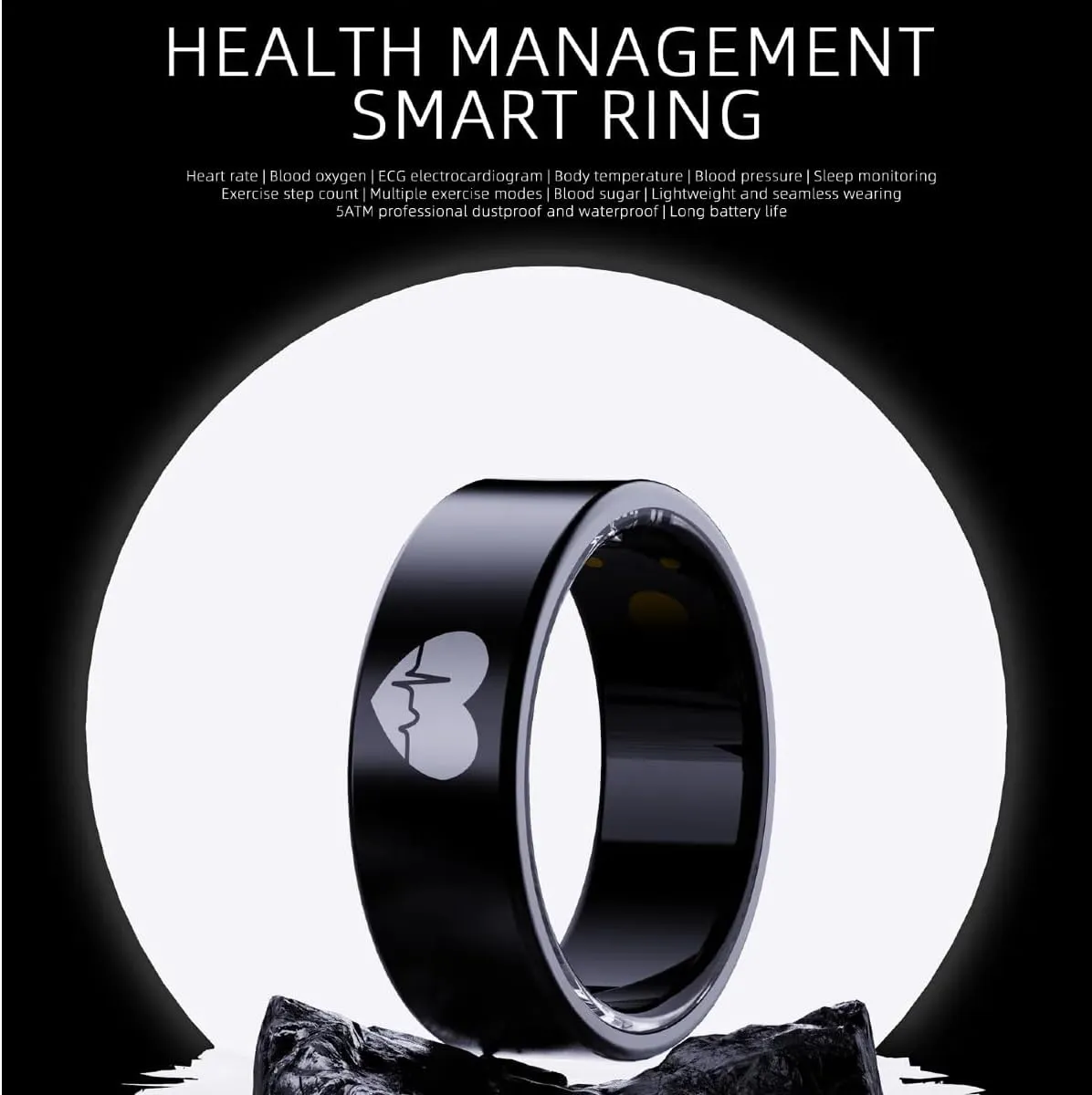 Couple Smart Ring for Women Men,Fitness Tracker with Heart Rate,Blood Oxygen,Stress Monitor,Sleep,ECG,5ATM IP68 Waterproof Health Monitoring,Compatible with Android and iOS,No Subscription (Women, 9#)