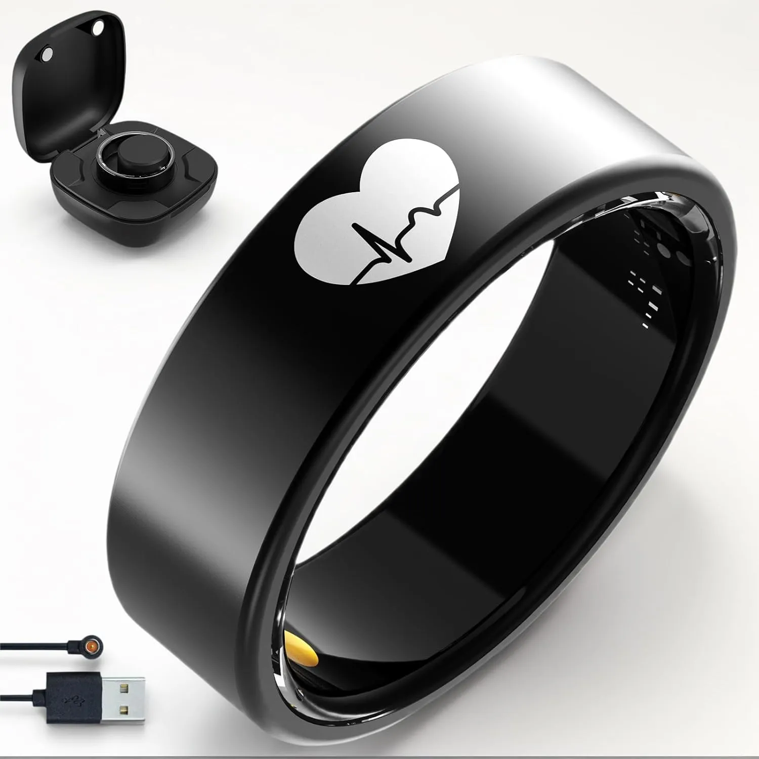 Couple Smart Ring for Women Men,Fitness Tracker with Heart Rate,Blood Oxygen,Stress Monitor,Sleep,ECG,5ATM IP68 Waterproof Health Monitoring,Compatible with Android and iOS,No Subscription (Women, 9#)