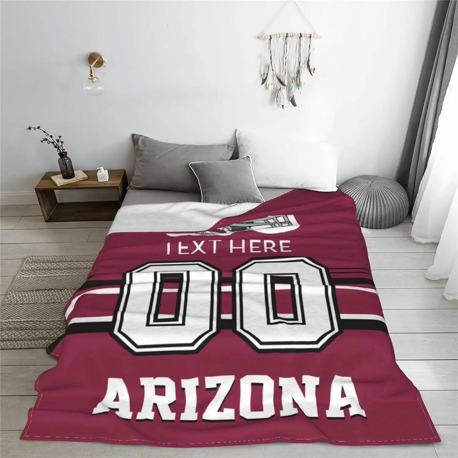 Custom Arizona Throw Blanket for Football Fans Personalized Football Style Blanket Customized Any Name and Number Throw Blankets Gifts for Men Women