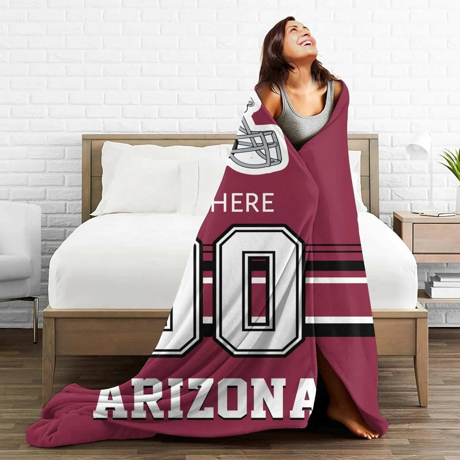 Custom Arizona Throw Blanket for Football Fans Personalized Football Style Blanket Customized Any Name and Number Throw Blankets Gifts for Men Women