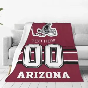 Custom Arizona Throw Blanket for Football Fans Personalized Football Style Blanket Customized Any Name and Number Throw Blankets Gifts for Men Women