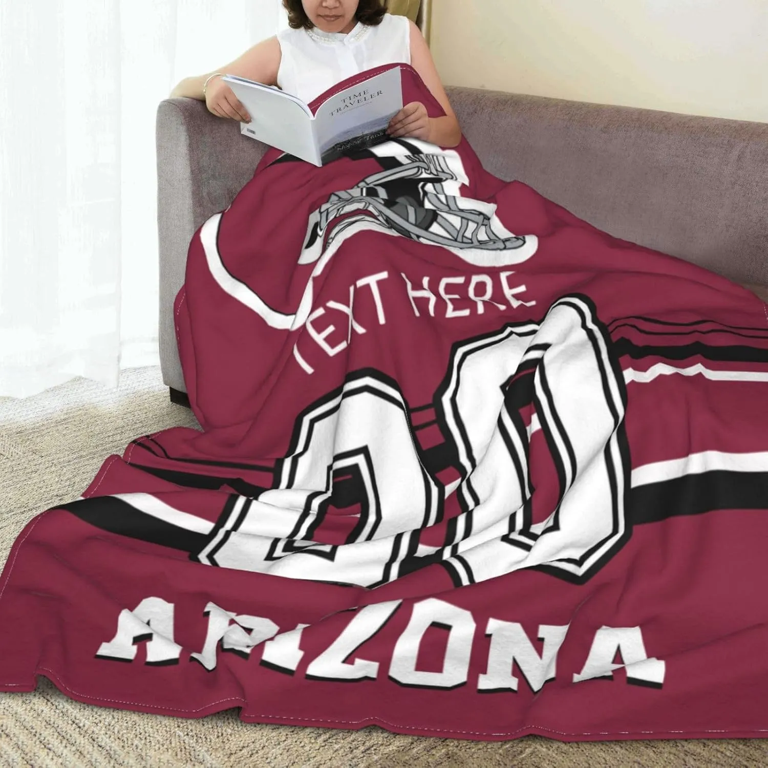 Custom Arizona Throw Blanket for Football Fans Personalized Football Style Blanket Customized Any Name and Number Throw Blankets Gifts for Men Women
