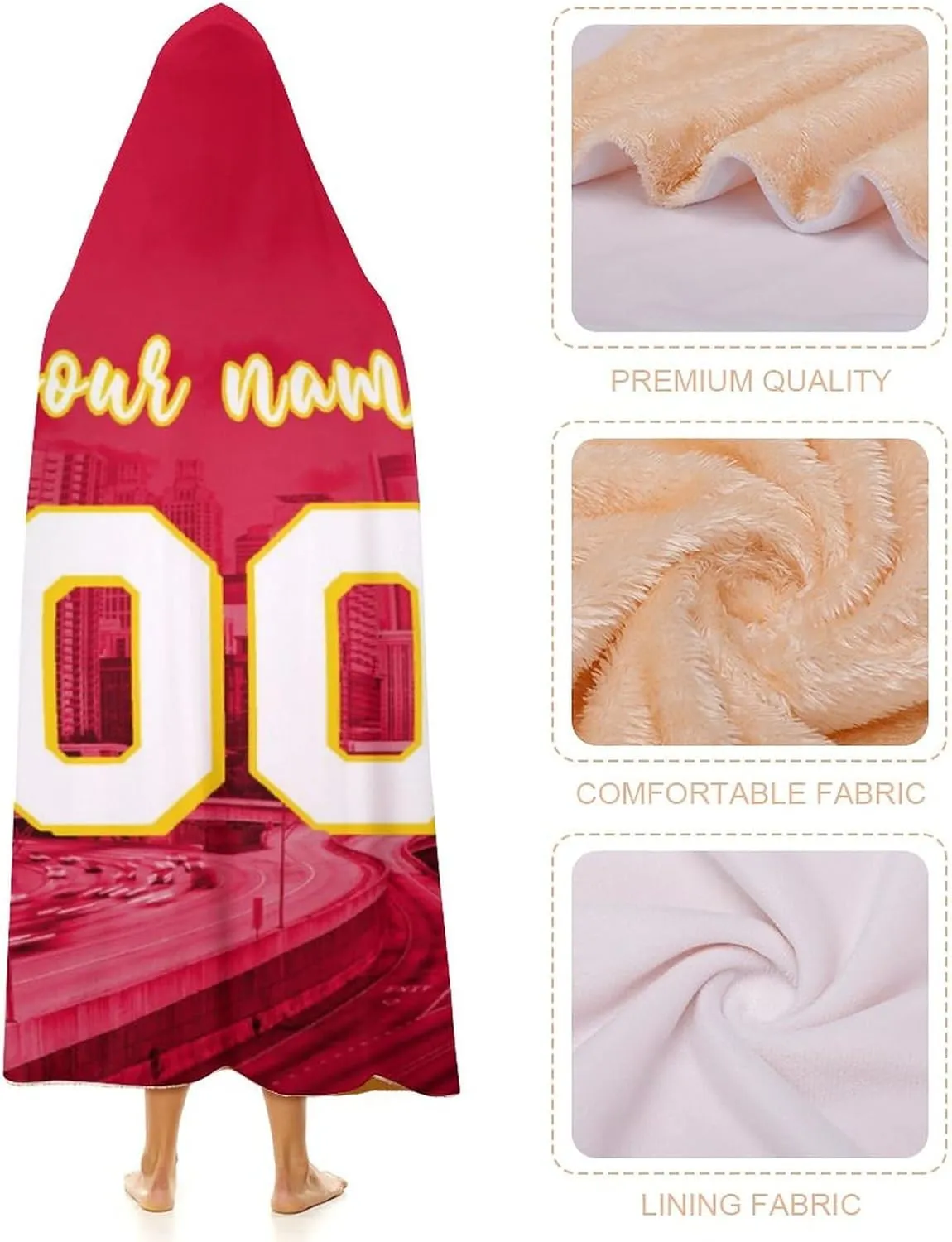 Custom Basketball City Night Skyline Hooded Blankets Personalized Name Number Wearable Flannel Blankets Gifts 50" x 40",60" x 50",80" x 60"