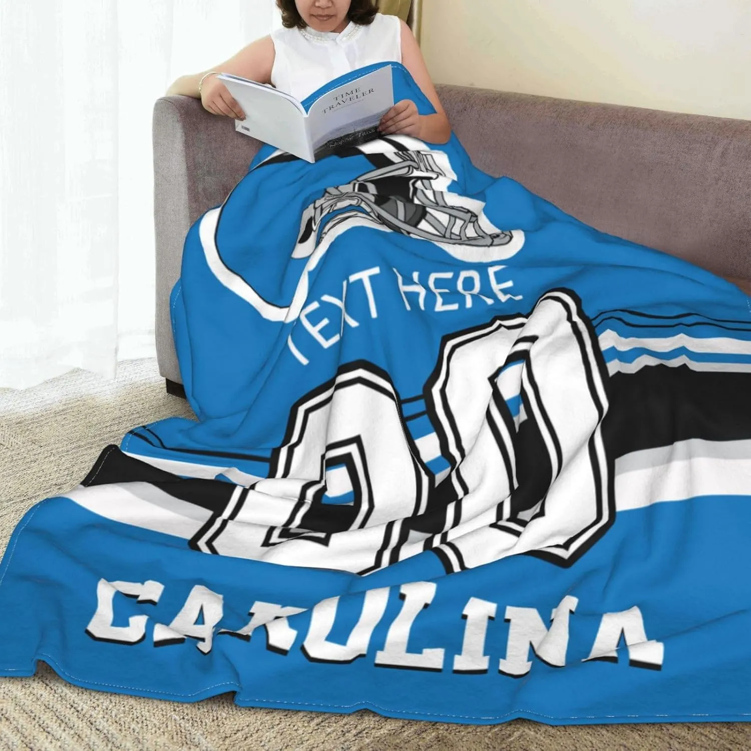 Custom Carolina Throw Blanket for Football Fans Personalized Football Style Blanket Customized Any Name and Number Throw Blankets Gifts for Men Women