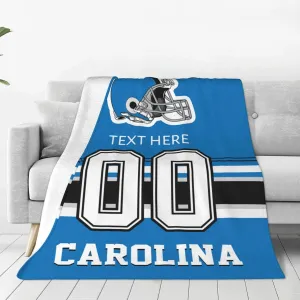 Custom Carolina Throw Blanket for Football Fans Personalized Football Style Blanket Customized Any Name and Number Throw Blankets Gifts for Men Women