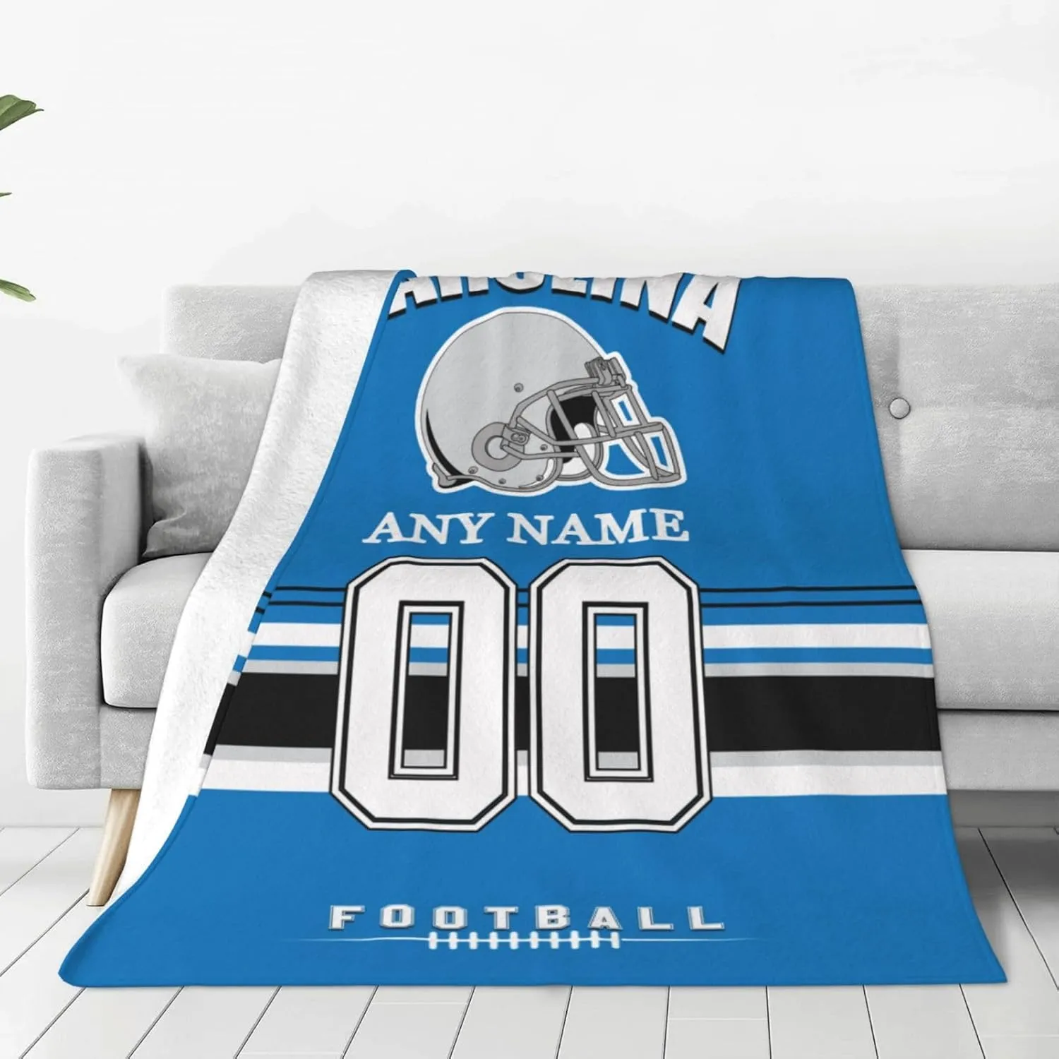 Custom Carolina Throw Blanket, Personalized Throw Blanket with Any Name and Number, Customized Lightweight Soft Warm Blankets Gifts for Men Women Youth Fans Decor Sofa Bed