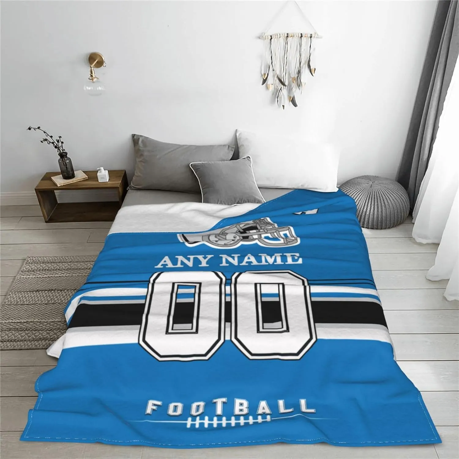 Custom Carolina Throw Blanket, Personalized Throw Blanket with Any Name and Number, Customized Lightweight Soft Warm Blankets Gifts for Men Women Youth Fans Decor Sofa Bed