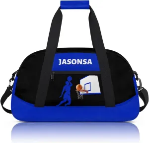 Custom Mini Gym Duffel Bag for Women Men Personalized Basketball Blue Print Waterproof Carry On Weekender Bag