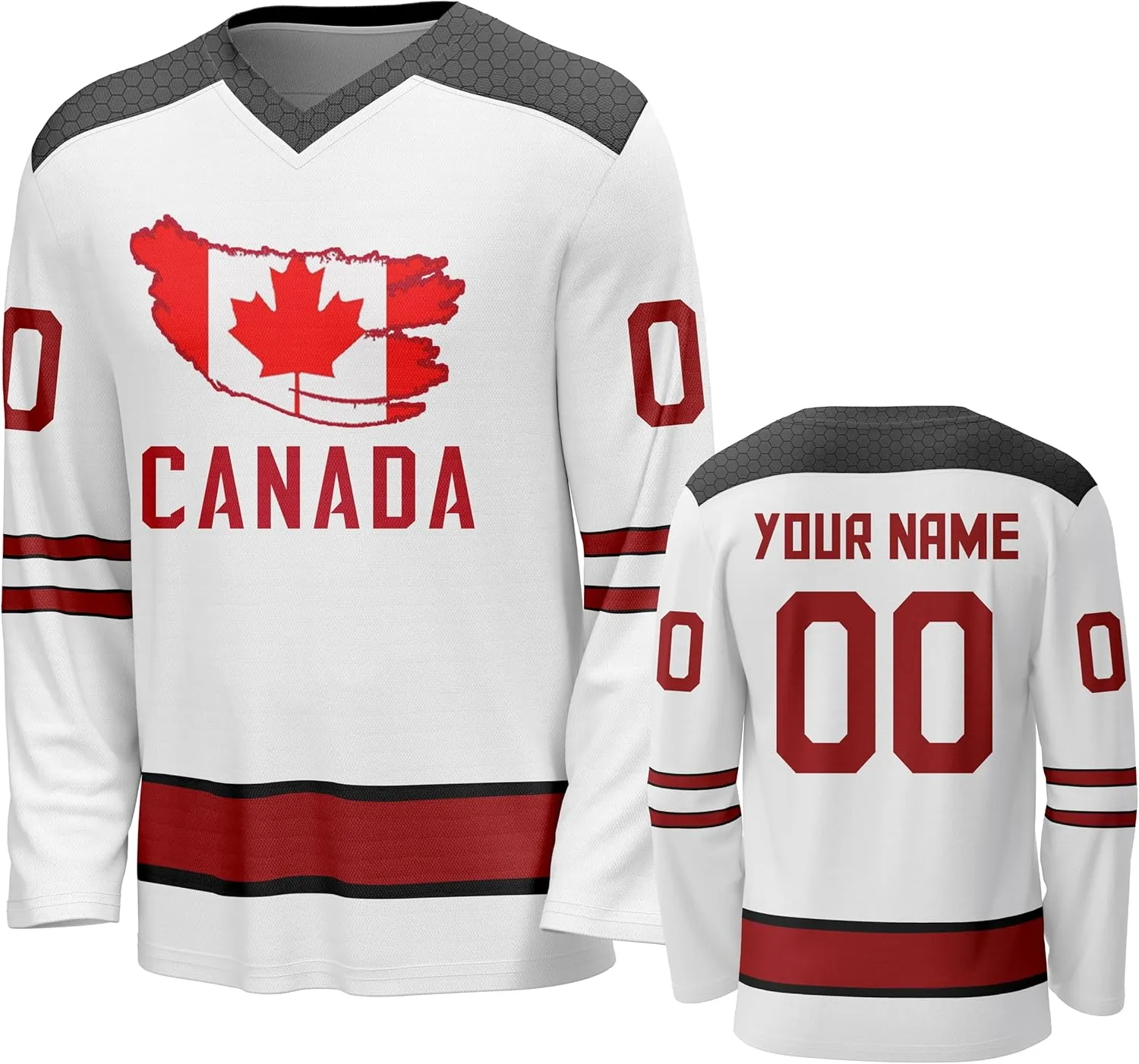 Custom National Hockey Jersey Personalized Name Number V-Neck Sports Ice Hockey Jersey Fans Gift for Men Women Youth