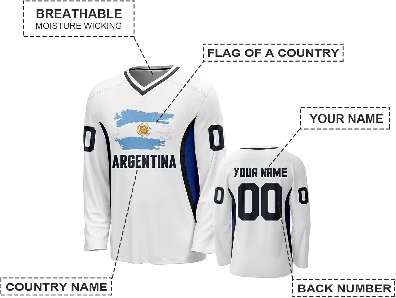 Custom National Hockey Jersey Personalized Name Number V-Neck Sports Ice Hockey Jersey Fans Gift for Men Women Youth