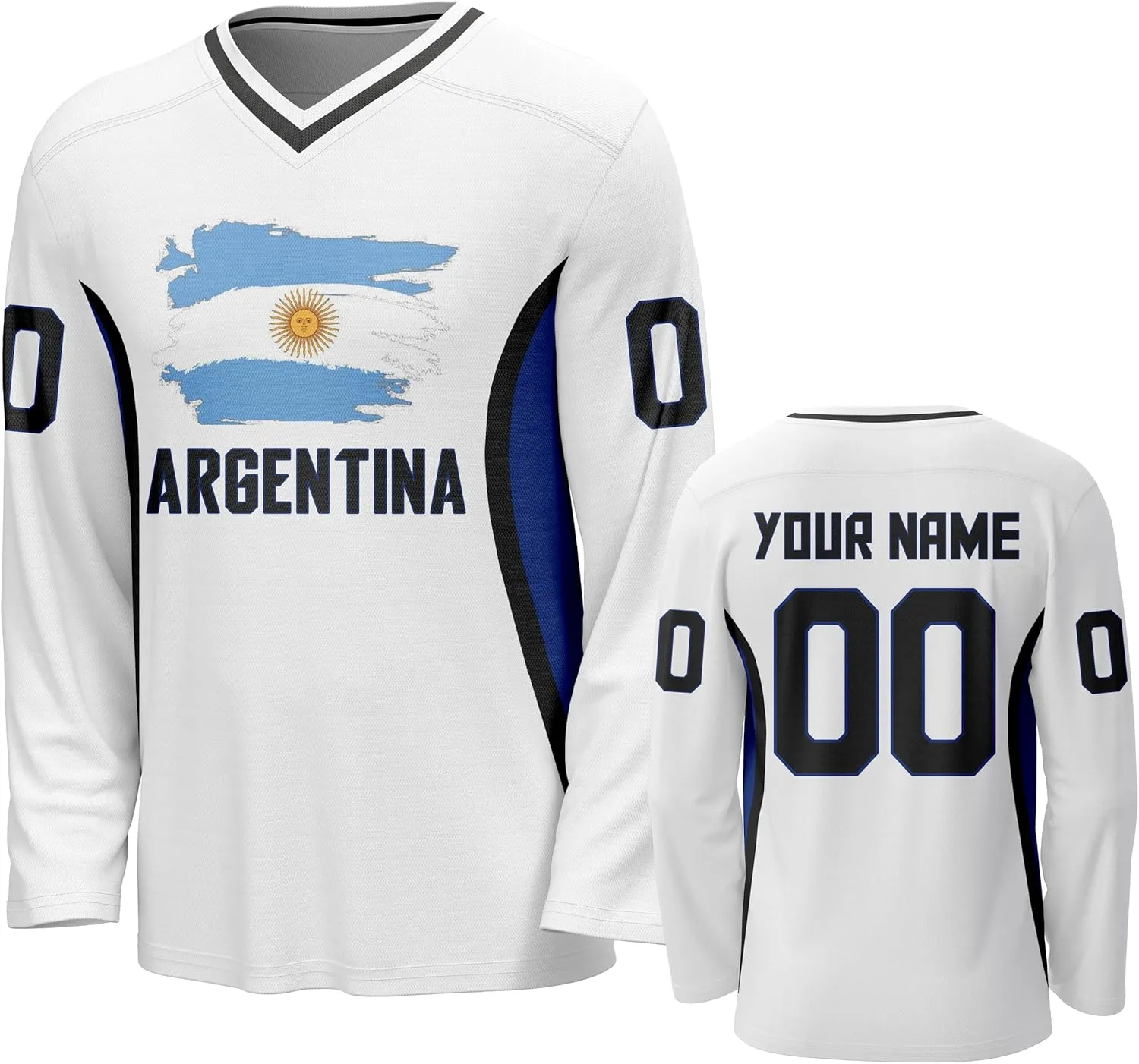 Custom National Hockey Jersey Personalized Name Number V-Neck Sports Ice Hockey Jersey Fans Gift for Men Women Youth