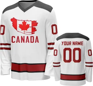 Custom National Hockey Jersey Personalized Name Number V-Neck Sports Ice Hockey Jersey Fans Gift for Men Women Youth