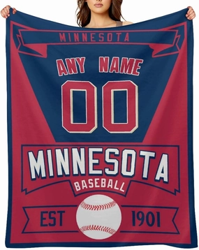 Custom Blanket for Baseball Fans Gift, City Flannel Throw Blankets Personalized Name & Number for Men Women Kids, Products Ships Next Day Printed in USA