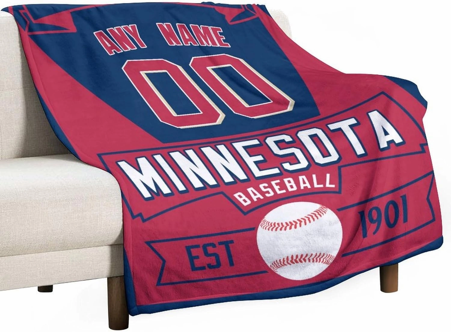 Custom Blanket for Baseball Fans Gift, City Flannel Throw Blankets Personalized Name & Number for Men Women Kids, Products Ships Next Day Printed in USA
