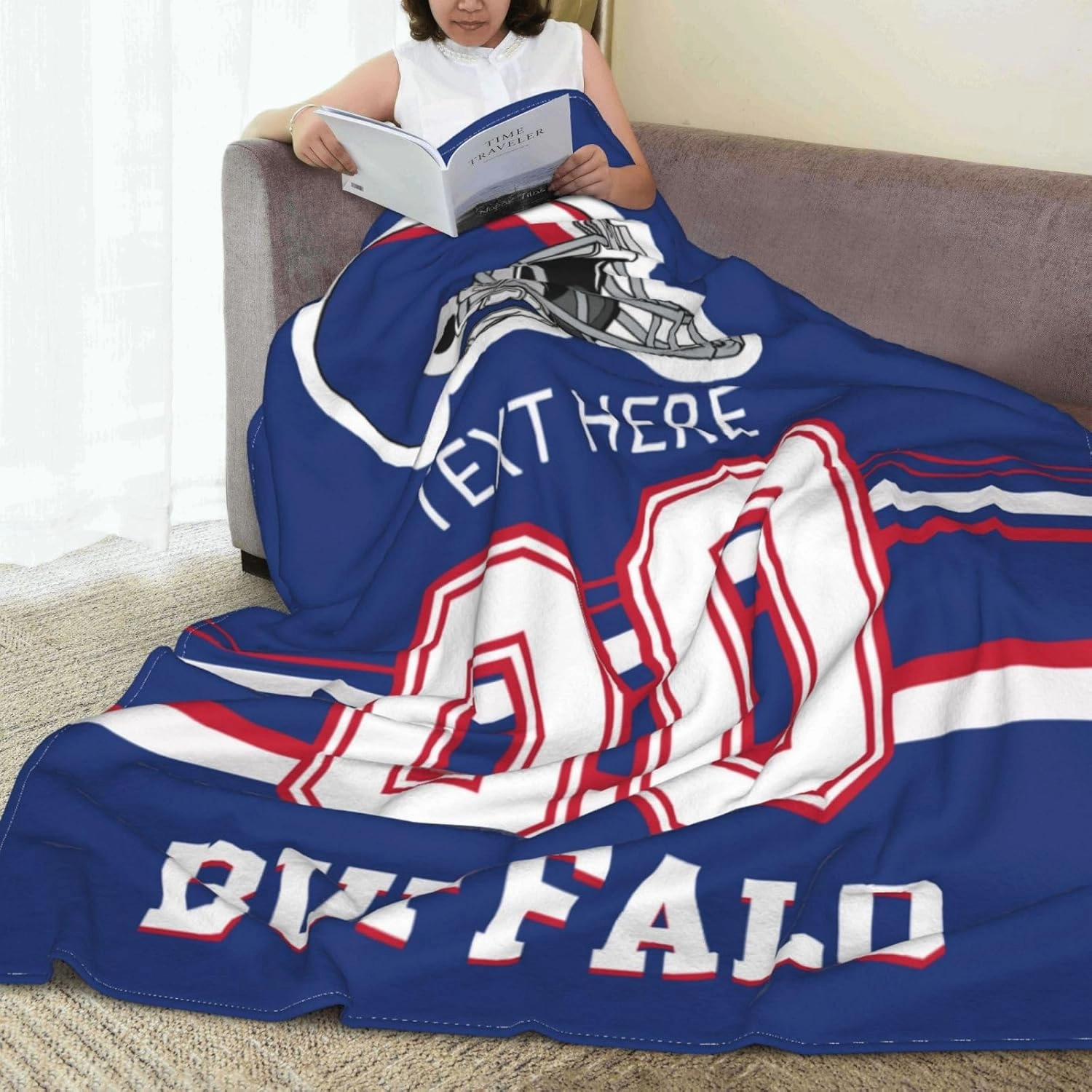 Custom Buffalo Throw Blanket for Football Fans Personalized Football Style Blanket Customized Any Name and Number Throw Blankets Gifts for Men Women