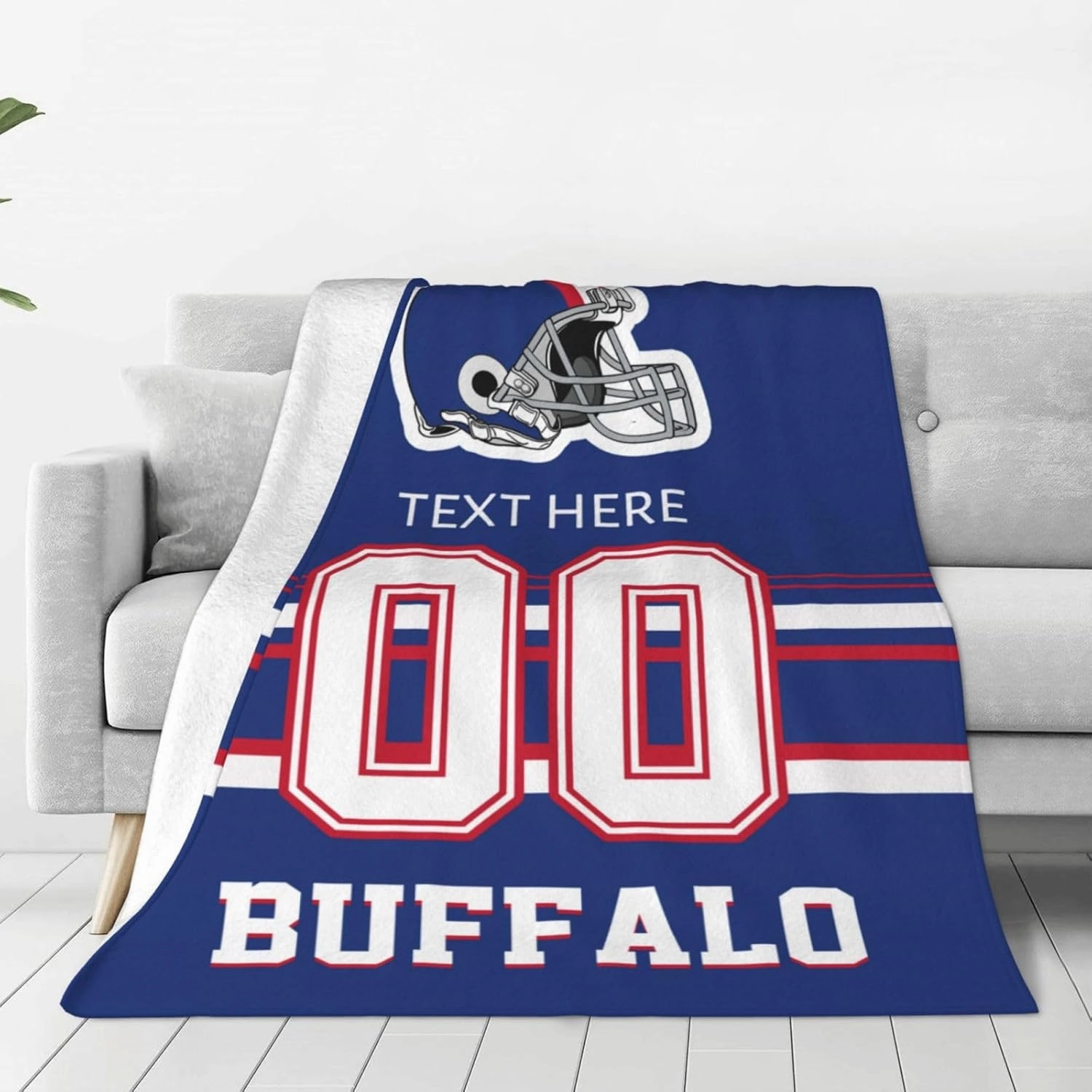 Custom Buffalo Throw Blanket for Football Fans Personalized Football Style Blanket Customized Any Name and Number Throw Blankets Gifts for Men Women