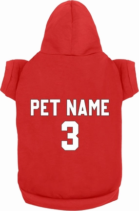 Custom Dog Clothes - Design Your Own Pet Hoodie Add Name Number Personalized Sweater Jersey for Small Medium Large Dogs Red