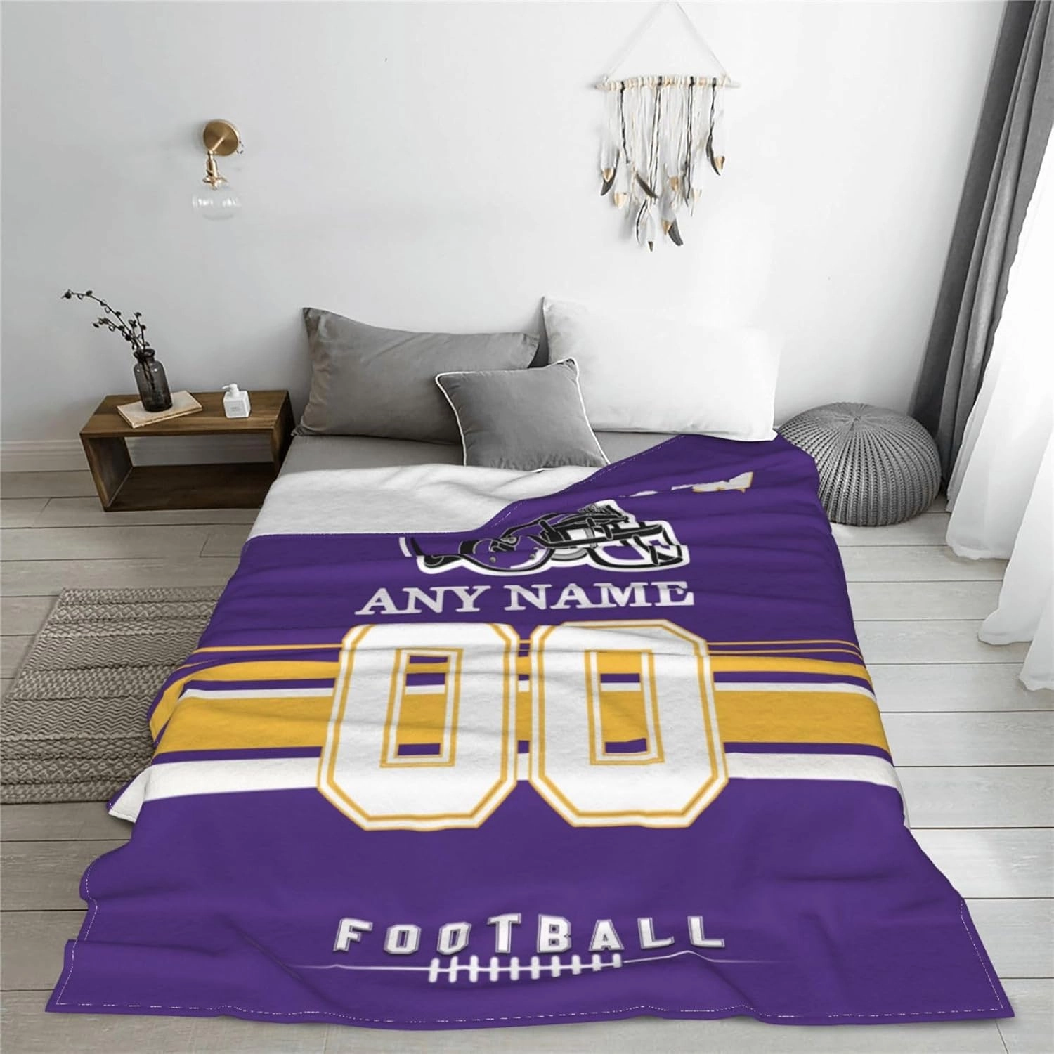Custom Minnesota Throw Blanket, Personalized Throw Blanket with Any Name and Number, Customized Lightweight Soft Warm Blankets Gifts for Men Women Youth Fans Decor Sofa Bed