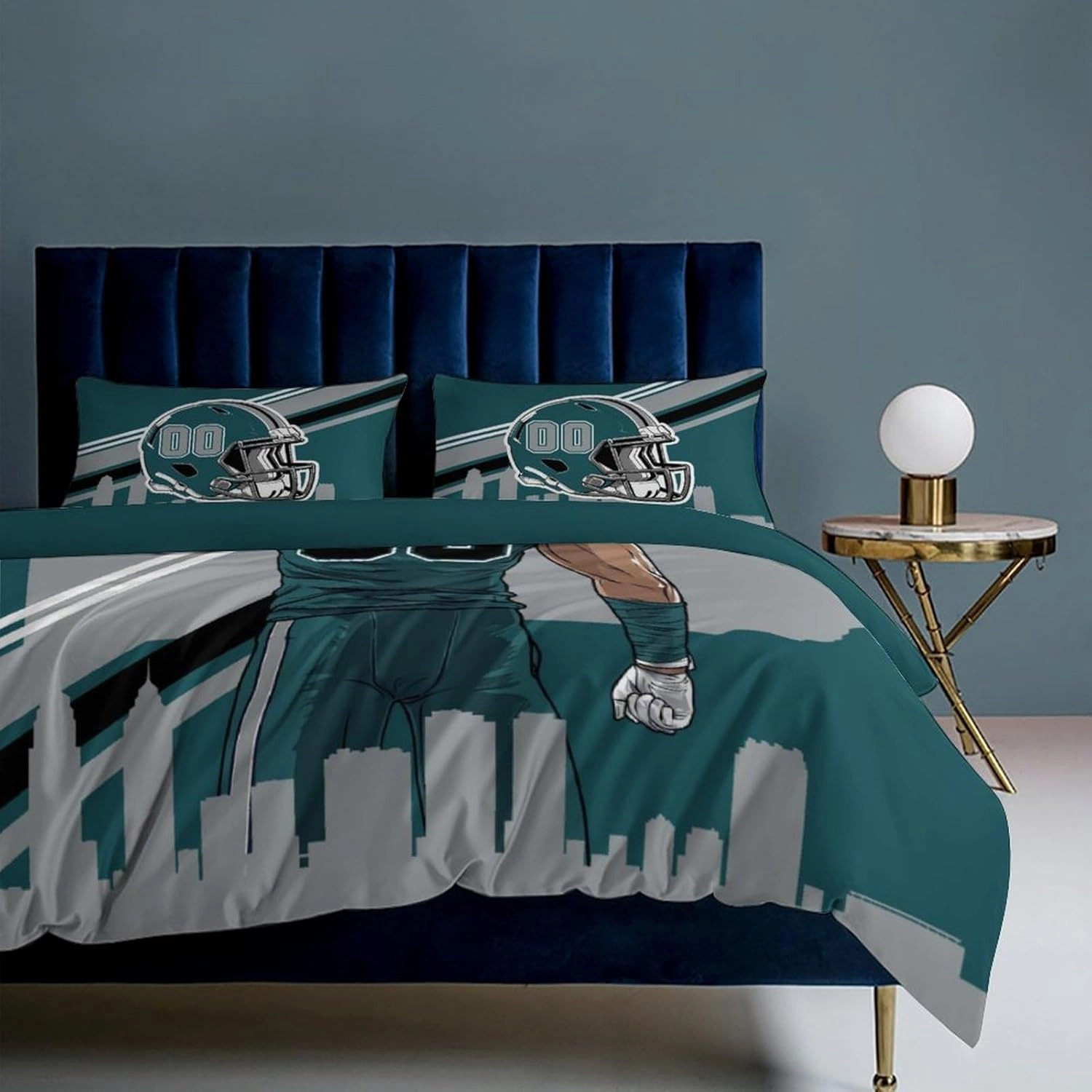 Custom Philadelphia Comforter Cover Set Personalized Bedding Set with Name Number Customized Comforter Cover with 2 Pillowcase for Men Husband Boyfriend Teenage Boys