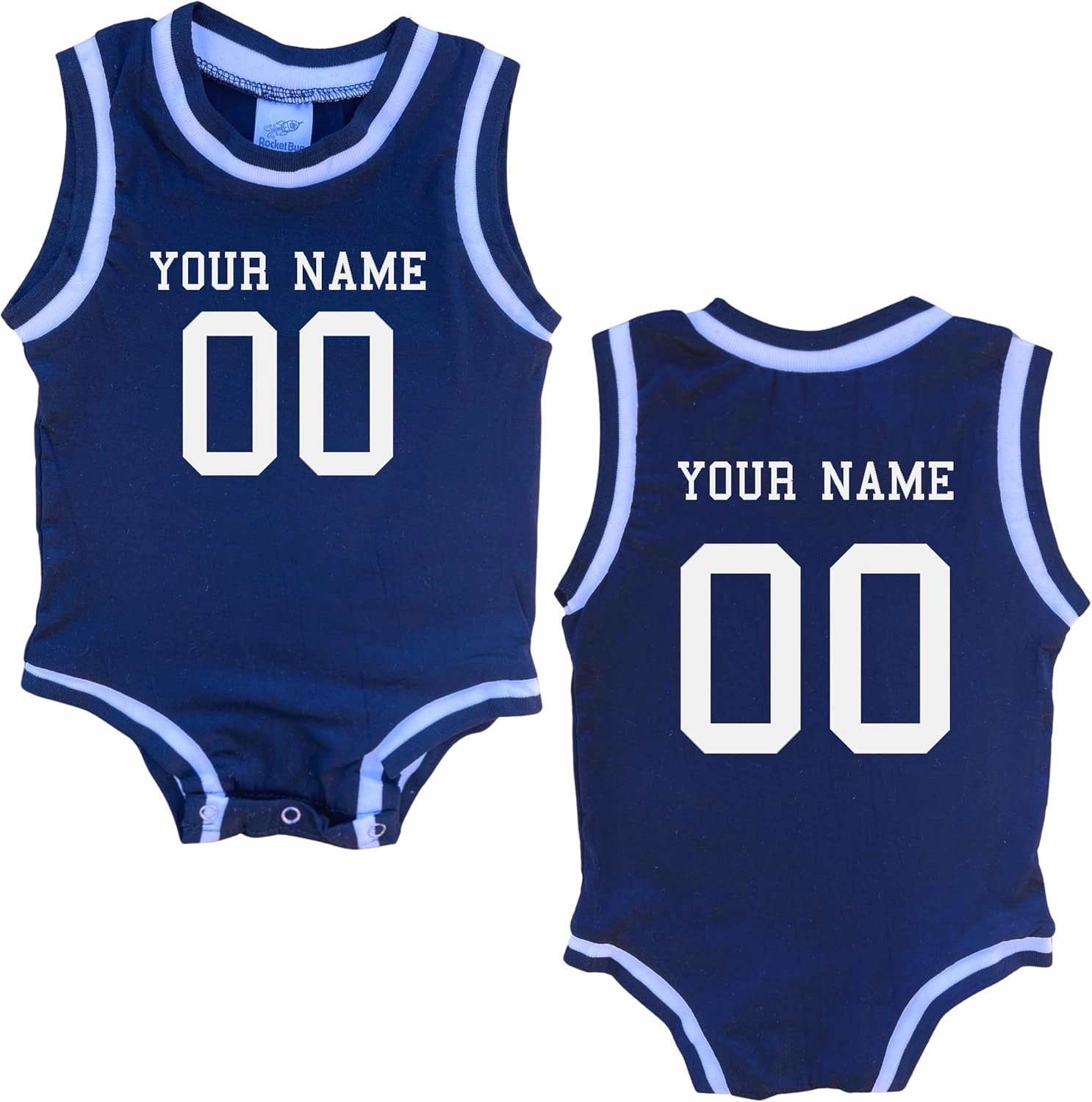 Custom Sleeveless Basketball Sport Jersey for Babies - Personalized with Name & Number-FRONT and BACK