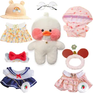 Cute Plushies with 3 Kawaii Duck Outfits & 10 Pcs Accessories for Girls & Teens