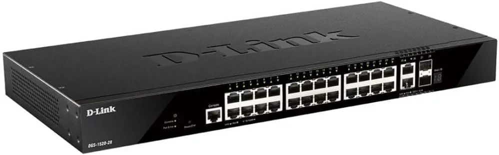 D-Link 28-Port Gigabit Ethernet Switch, Next-Gen Layer 3 Stackable Smart-Managed, 24x Ports, 2X 10GBase-T, 2X 10G SFP  Ports (DGS-1520-28)