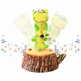 Dancing Plush Caterpillar Stuffed Animal with Saxophone, Electric Talking Toy for Kids, Singing, Recording, Repeating, Musical, Kids Toy, 12" for Boys and Girls