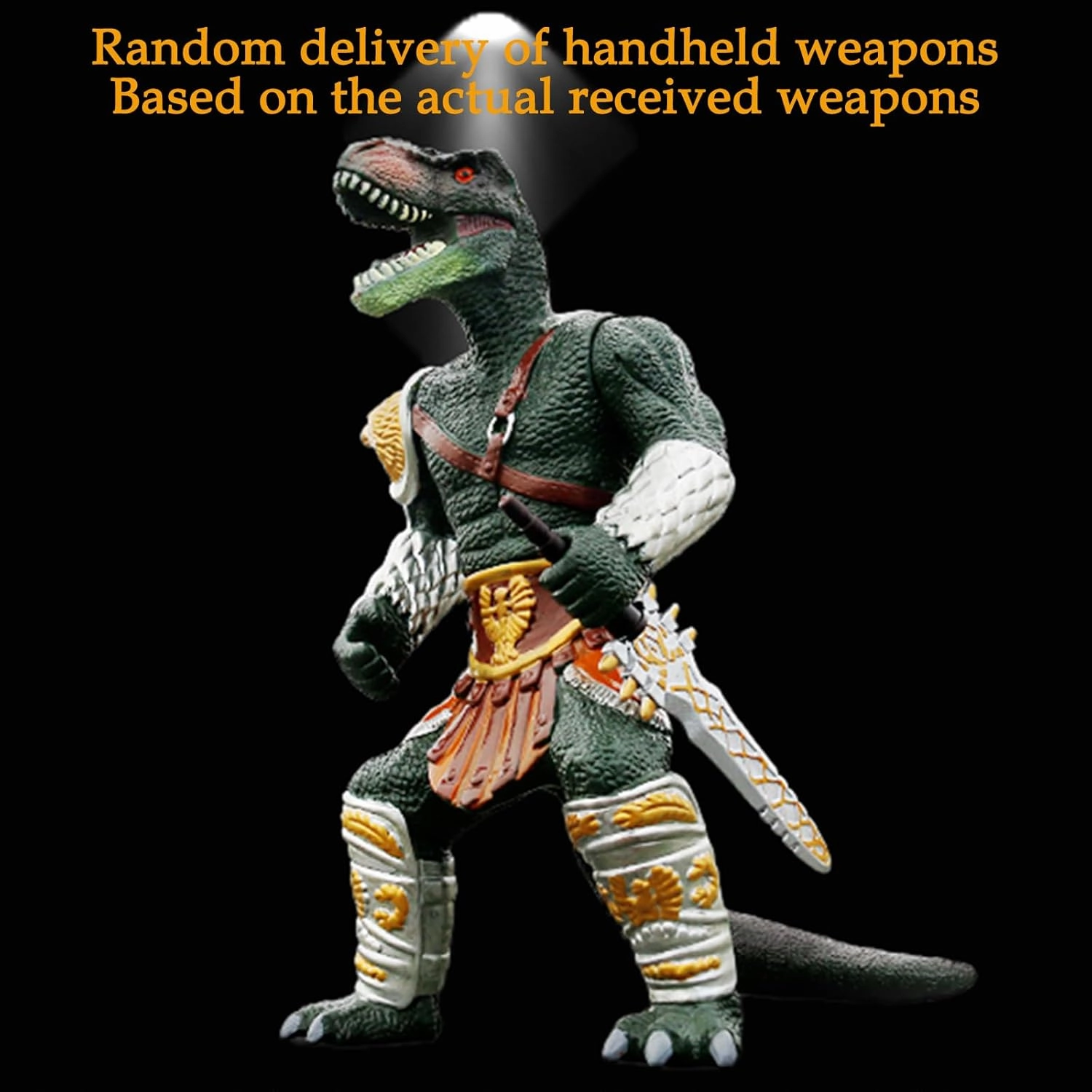 Dark Green 8 X 5-Inch Large Dinosaur Toy with Detachable Random Weapon, Movable Joints for Children 3-5 Years Old