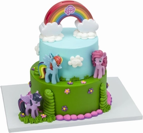DecoSet My Little Pony Over The Rainbow Signature Cake Topper, 4 Piece Decoration, Rainbow Dash, Pinkie Pie, Twilight Sparkle, Collectable Figurines For Birthday