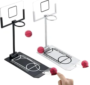 Deekin 2 Set Desktop Basketball Hoop Tabletop Mini Basketball Game Toys for Teen Adult Games Desk Toy School Office Fun Sports Novelty Gag Christmas Birthday Gift Idea(Black, Silver)