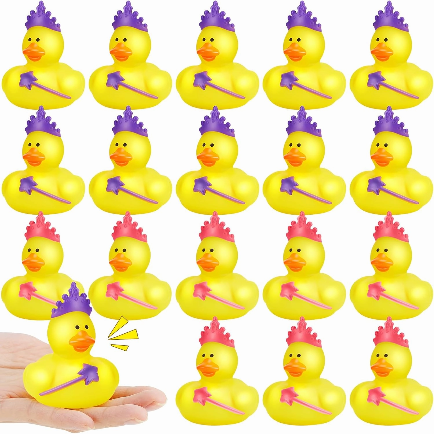 DEEKIN 24 Pcs 2" Princess Rubber Ducks Pink and Purple Cool Rubber Ducky Bulk Assorted Themed Cute Princess Bath Toys for Party Bath Tub Pool Favors Dashboard Decoration Christmas Birthday Gift