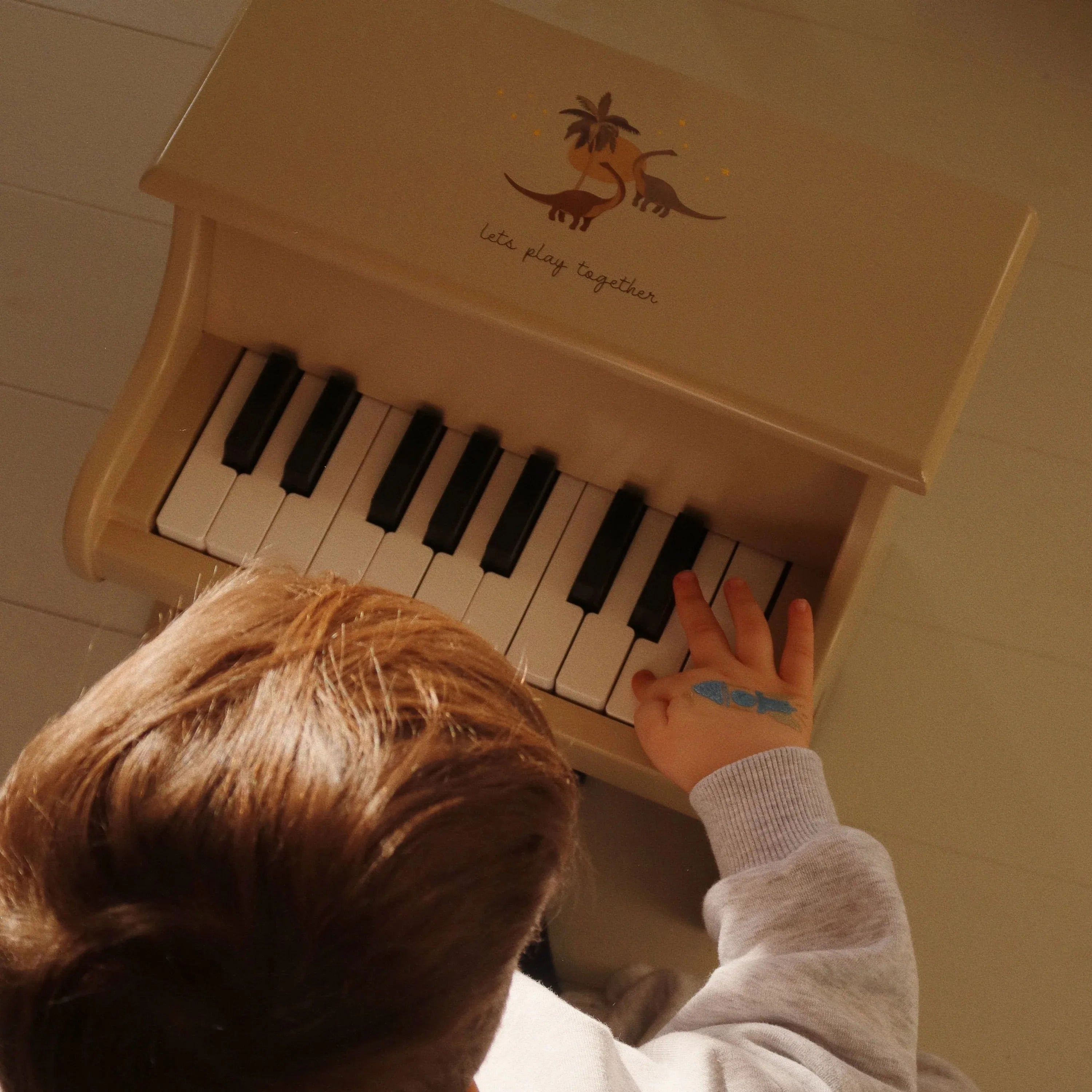 Dino Print Wooden Toy Piano