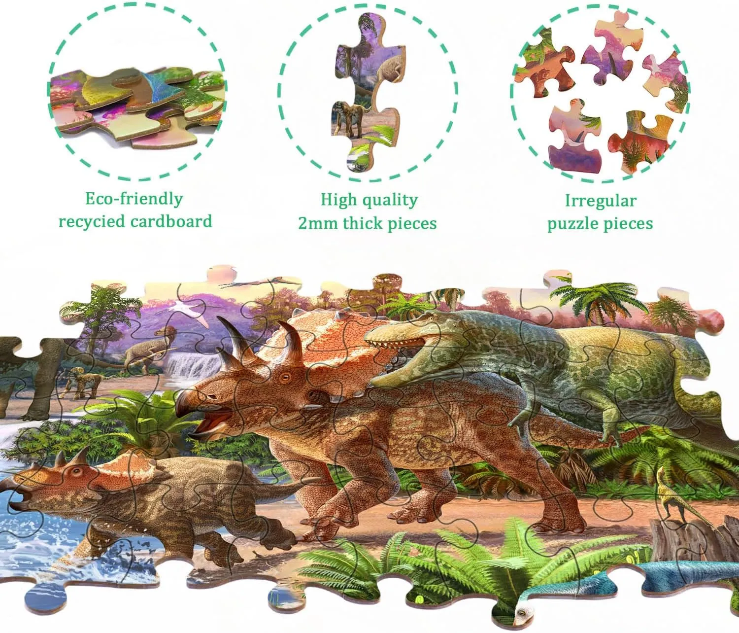 Dinosaur Puzzles for Kids Ages 4-8 Year Old - World of Huge Dinosaurs,2 Packs 60 Pieces Jigsaw Puzzle for Toddler Children Learning Educational Puzzles Toys for Boys and Girls.