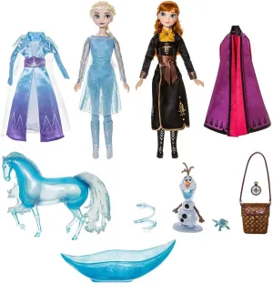 Disney Store Official Princess Anna & Elsa Doll Set, Fully Articulated, Bonus Costumes - Includes Olaf, Bruni, Nokk Figures & Accessories, Princess Toys, Frozen Toys
