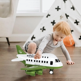 DIY Children's Airplane Toy Set Large Model can Receive Plastic air Plane Inertia Cars, Airplane Toys for Kids,Cars and Trucks, Birthday Party Gifts Military Green.