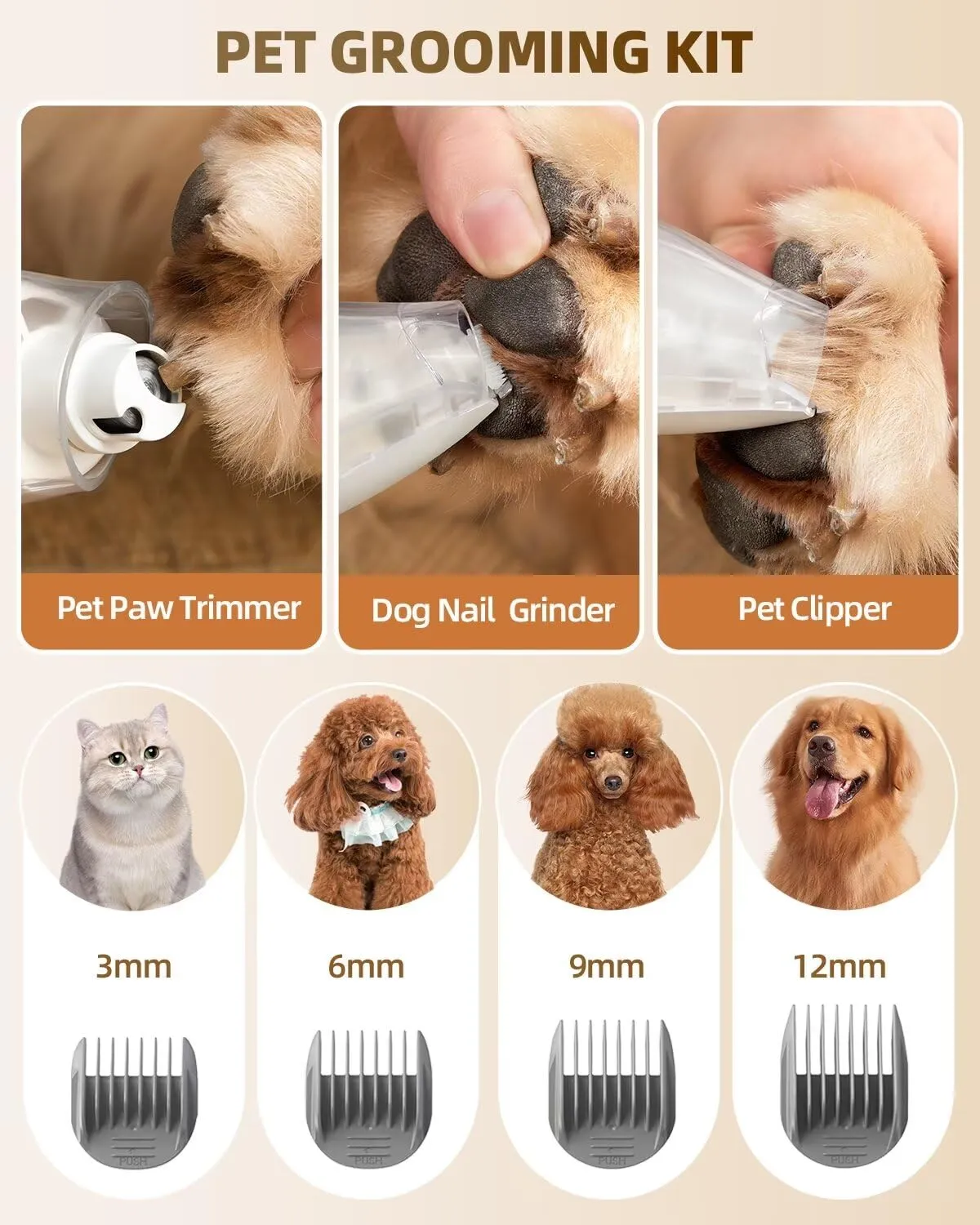 Dog Grooming Vacuum Kit for Shedding: Professional Hair Clippers Pet Groomer Large Dust Cup Strong Suction Deshedding Brush Low Noise Pet Grooming Tools for Home Use Cat Cleaning (White)