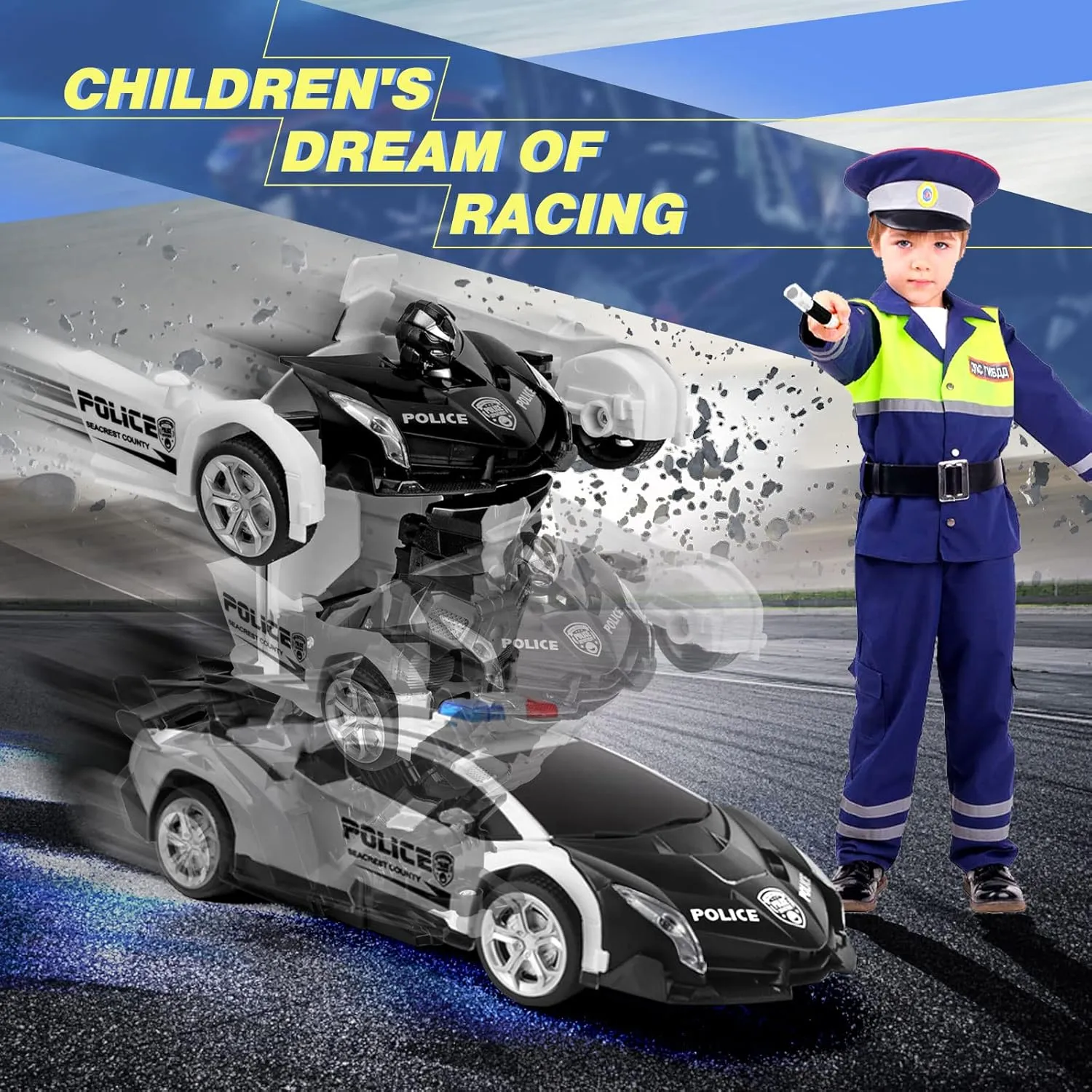 Dolanus Remote Control Car - Transform Robot RC Cars Contains All Batteries: One-Button Deformation and 360 Degree Rotating Drifting, Present Christmas Birthday Gift for Boys/Girls