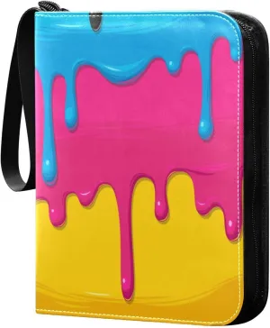 Dripping-paint-pattern Card Binder 4 Pocket, Fits 400 Cards,Trading Card Binder with Sleeves, Waterproof Sports Card Binder with Zip Collectible Trading Card Albums for Collectible Game Cards MTG TCG