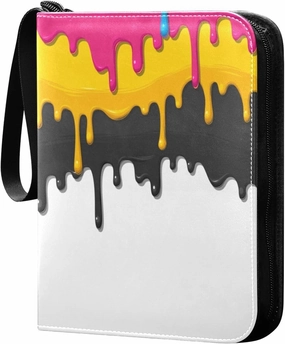 Dripping-paint-pattern Card Binder 4 Pocket, Fits 400 Cards,Trading Card Binder with Sleeves, Waterproof Sports Card Binder with Zip Collectible Trading Card Albums for Collectible Game Cards MTG TCG